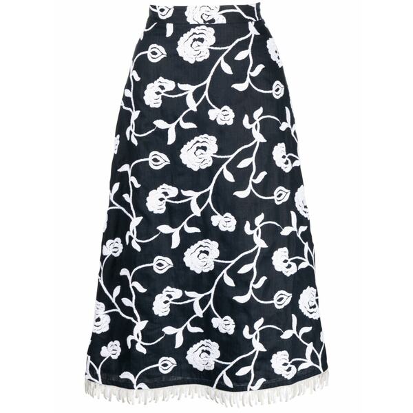 シルヴィア チェラッシ レディース スコート ボトムス Floral-embroidered a-line MIDI skirt Blue