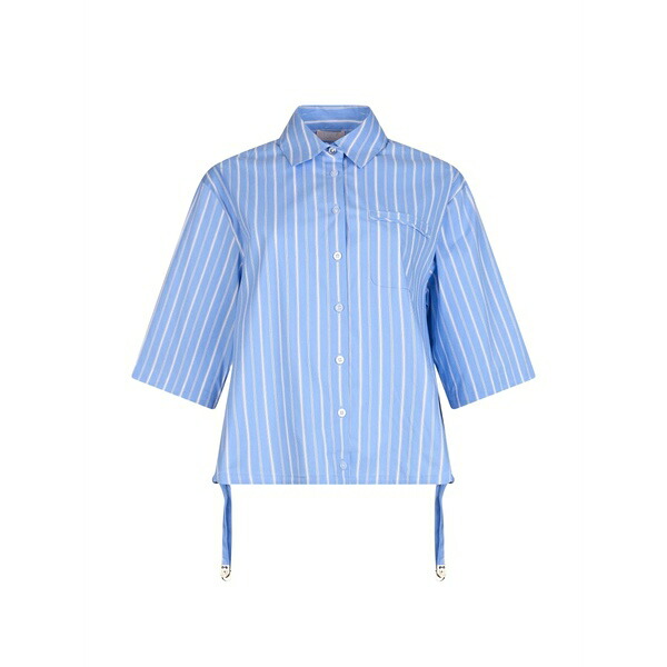 リュージョー レディース ティーシャツ トップス Striped chest-pocket shirt Blue