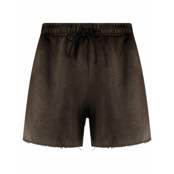 綿織物シチズン レディース 心地好いズボン下 ボトムス Faded raw-cut track shorts  Green