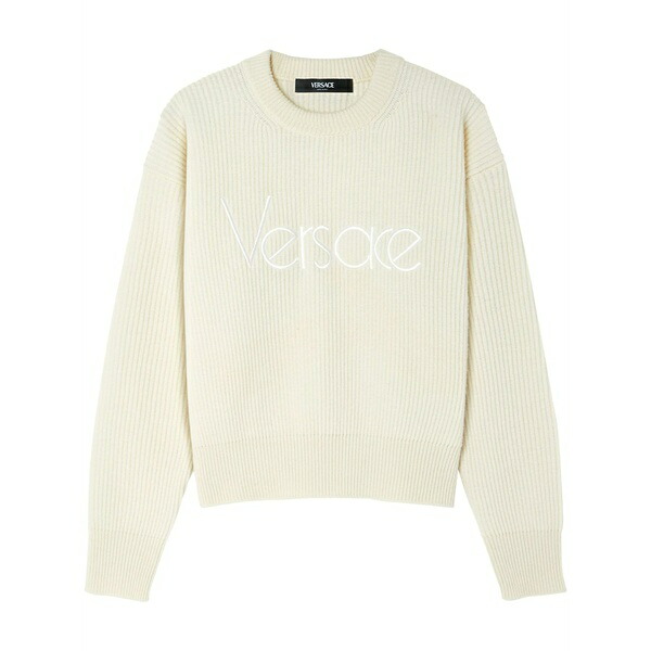 ヴェルサーチ レディース 編み物\u0026スウェーター アウター 1978 re-edition logo sweater White