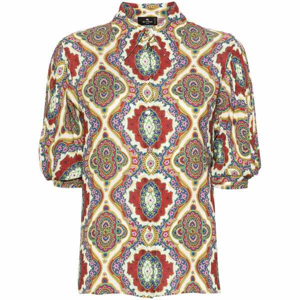 エトロ レディース ティーシャツ トップス Graphic-print cady blouse Red