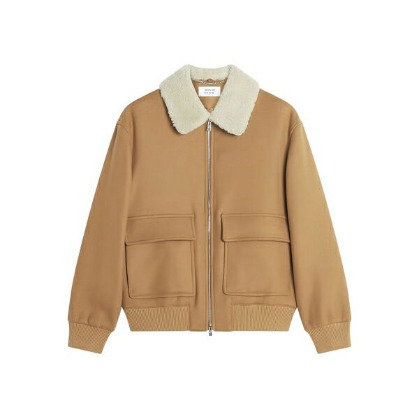 棲み家 稲荷 メンズ 上衣＆上衣 アウター Shearling-collar pocket jacket Brown