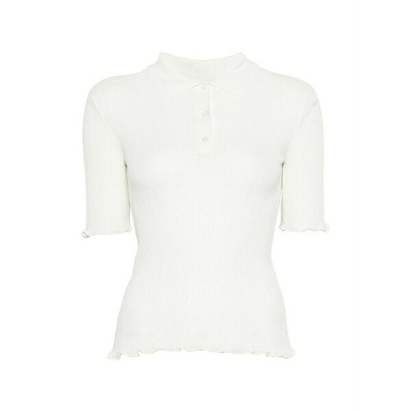 ヴィクトリア ベッカム レディース スポーツシャツ トップス Ruffle cotton polo top Neutrals