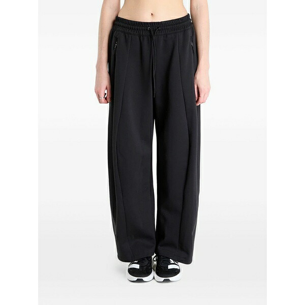 アディダス レディース 心地よいズボン下 ボトムス Drawstring-waist panelled track pants Black