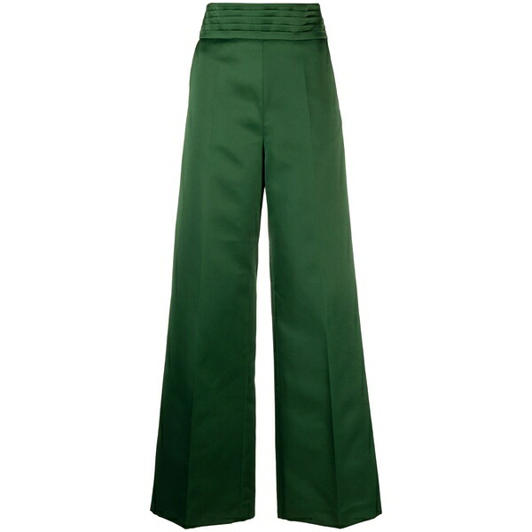 ビクターアンドロルフ レディース 心地よいズボン下 ボトムス Pleat-detailing high-waist tailored trousers Green