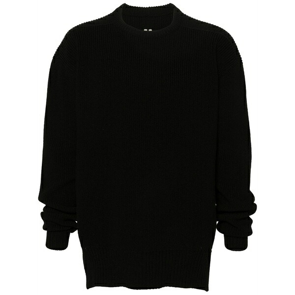 リックオウエンス メンズ 編み物\u0026スウェーター アウター Fisherman-knit virgin-wool jumper Black