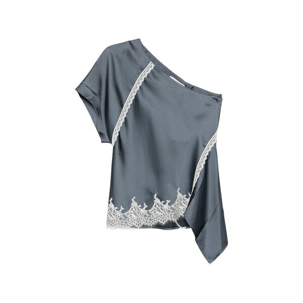 イロ レディース プルオーバー トップス Lace asymmetric top Blue