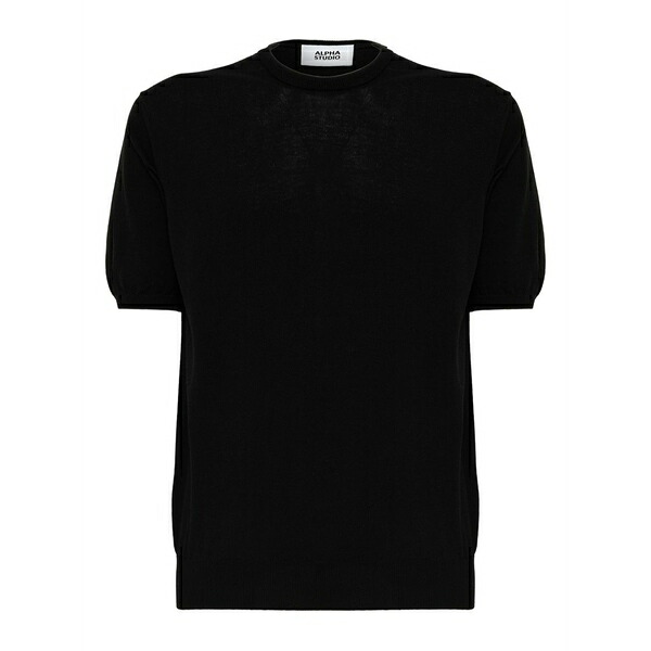 アルファス テューディオ メンズ Tシャツ トップス Short-sleeve round-neck t-shirt Black｜asty