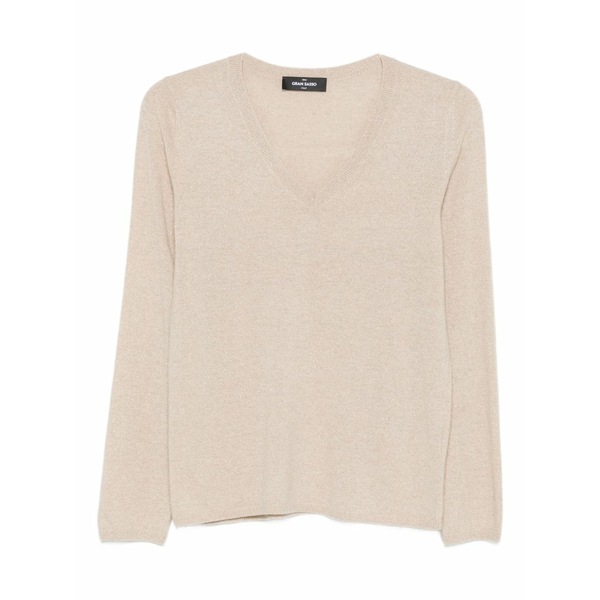 グランサッソ レディース 編み物\u0026プルオーバー アウター V-neck sweater  Neutrals