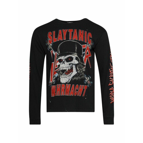 お手伝いさん ウォーン メンズ プルオーバー トップス Slayer graphic long-sleeves t-shirt Black
