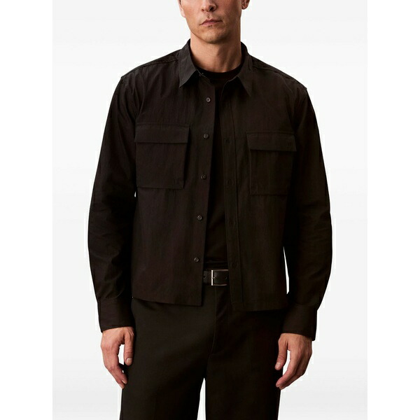 カルバンクライン メンズ プルオーバー トップス Pocket long-sleeved shirt Black