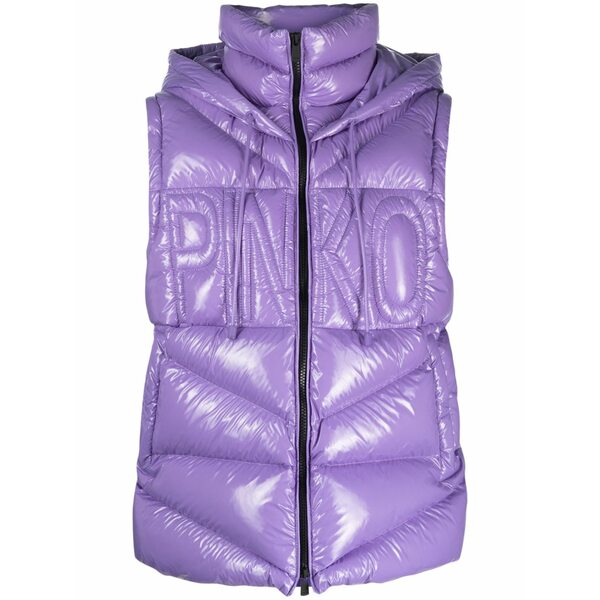 ピンコ レディース 上衣＆上衣 アウター Quilted hooded gilet Purple