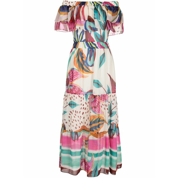 パッティング洋弓 レディース 衣裳 トップス Floral-print off-the-shoulder MIDI dress Multicolour