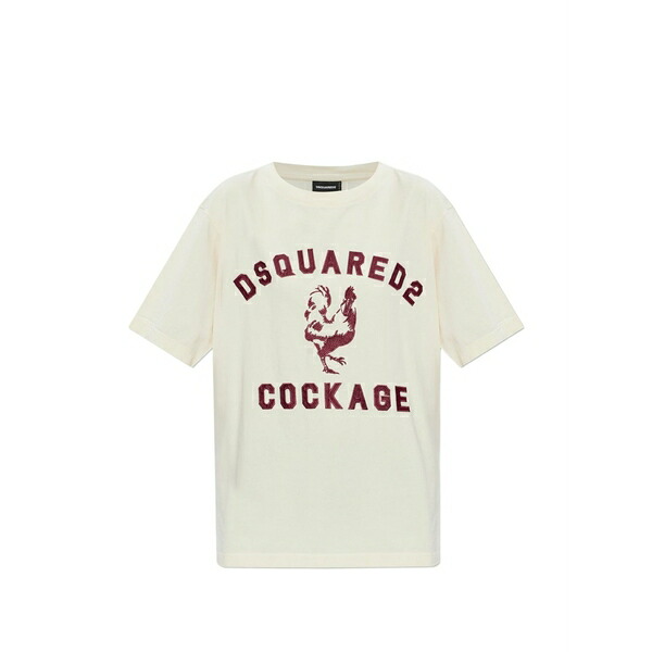 ディースクエアード レディース プルオーバー トップス Cotton graphic t-shirt Neutrals