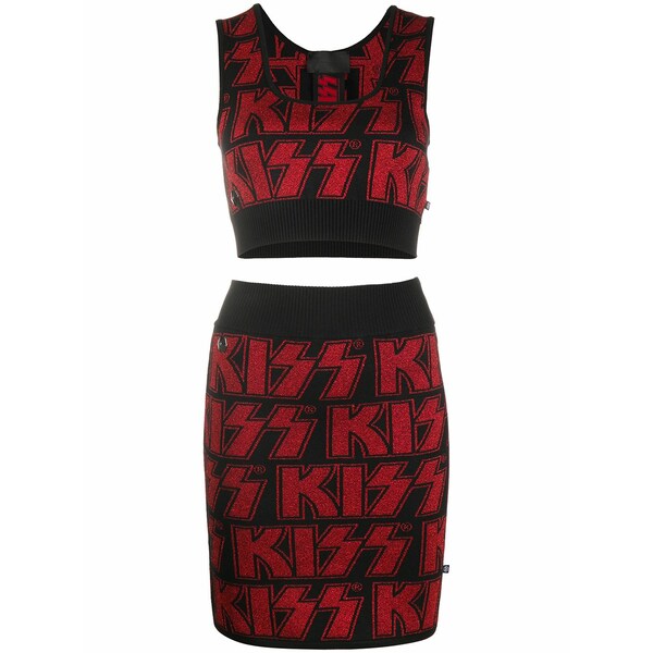 フィリップ飾り気の無い レディース 編み物\u0026スウェーター アウター Rock band jacquard two-piece set Red