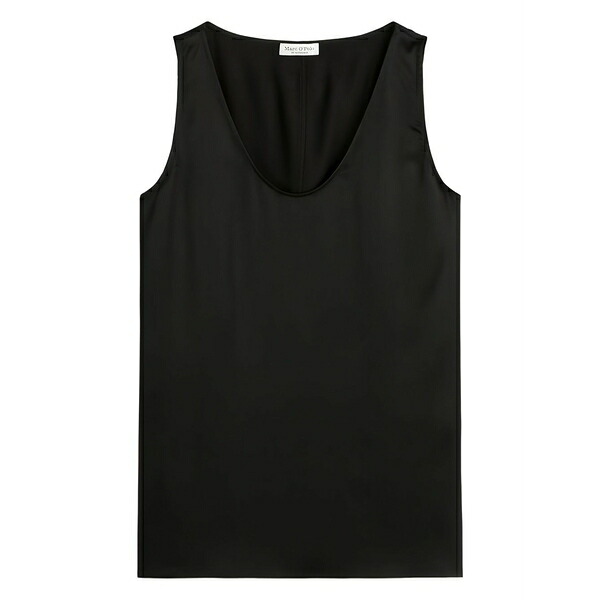 マルコポーロ レディース カットソー トップス Satin-effect sleeveless tank top Black