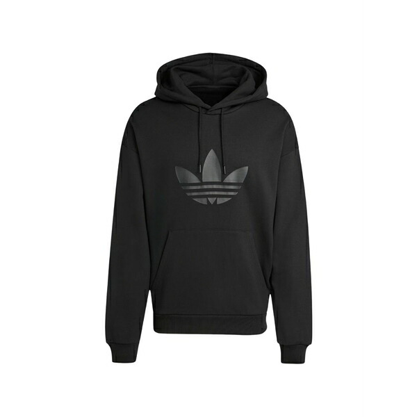 アディダス メンズ パーカー・スウェットシャツ アウター Adicolor trefoil logo-print hoodie Black