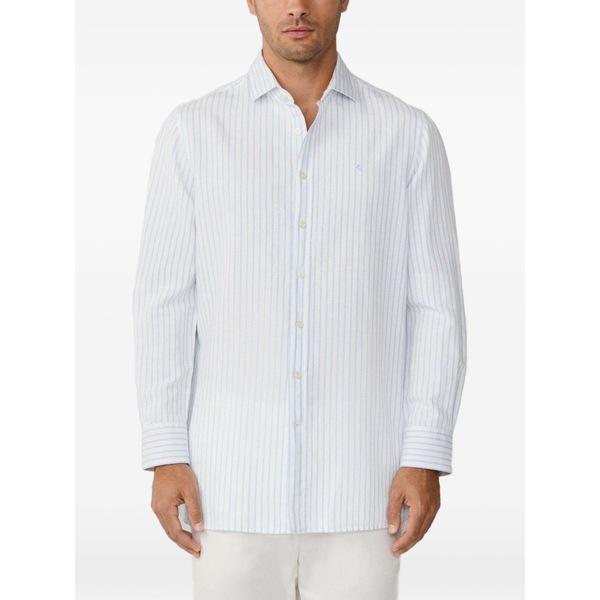 ハケット メンズ ティーシャツ トップス Striped-pattern tailored-fit shirt White