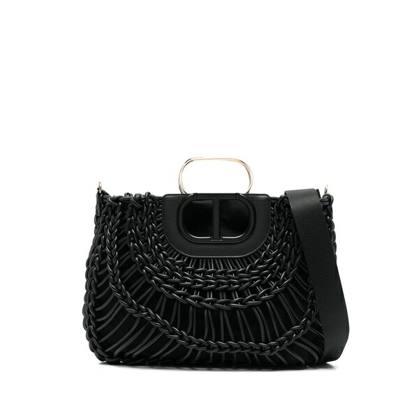 ツイン書き割り レディース トートバッグ 御徒面子 Lila braided tote bag Black