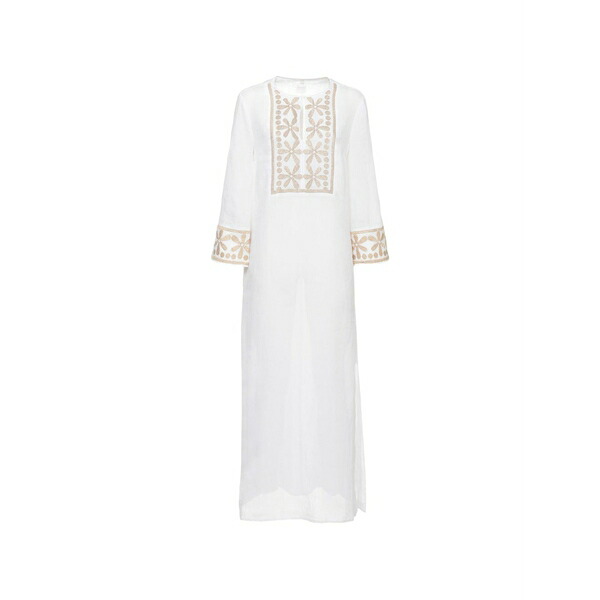 １２０％リノ レディース 衣裳 トップス Embroidered-panel slit-detail maxi dress White
