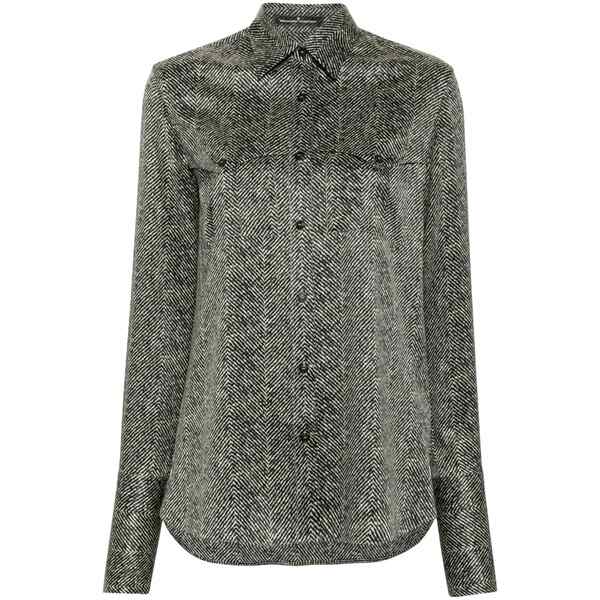 エルマンノ シェルヴィーノ レディース プルオーバー トップス Abstract-print silk shirt  Black