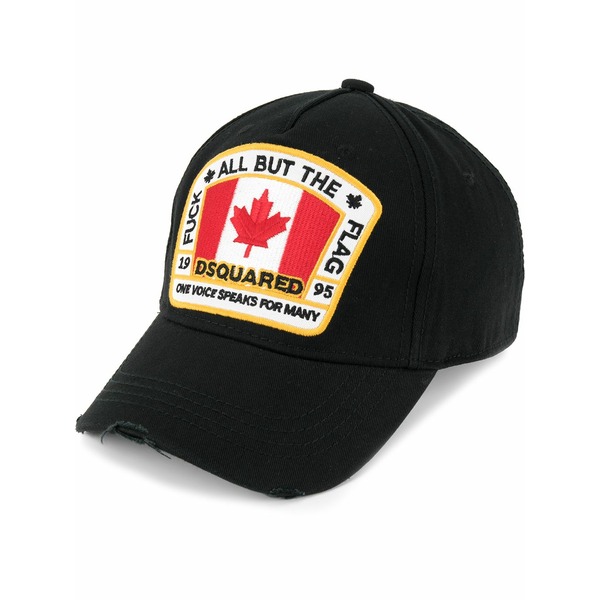 ディースクエアード メンズ 鳥打ち帽 付属物 Canadian flag baseball cap Black