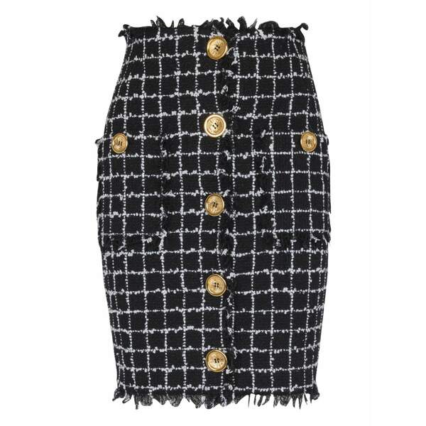 バルマン レディース スコート ボトムス Tweed buttoned pencil skirt Black