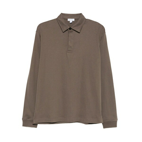 サンスペル メンズ スポーツシャツ トップス Long-sleeve polo shirt Brown