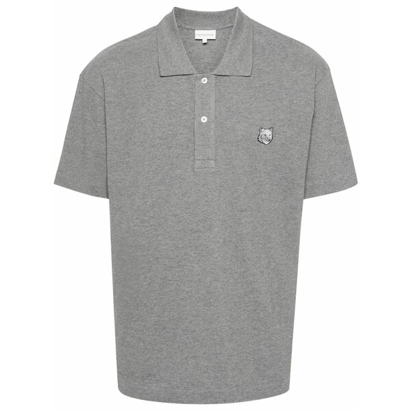 棲み家 狐狸 メンズ スポーツシャツ トップス Fox-motif polo shirt Grey