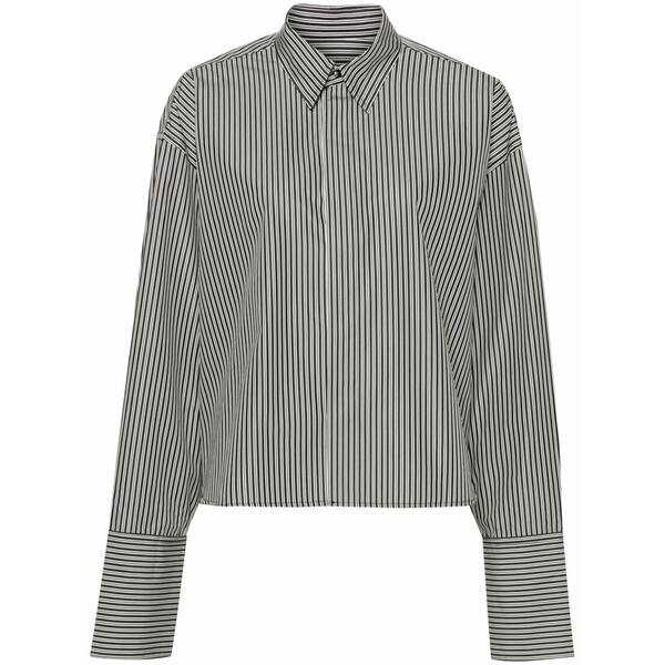 意中の女 レディース プルオーバー トップス Striped cropped cotton shirt Black