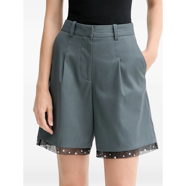 イロ レディース 心地好いズボン下 ボトムス Solenna pleated embellished shorts Grey
