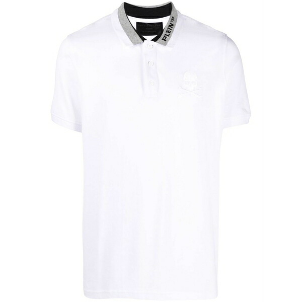 フィリップ飾り気のない メンズ スポーツシャツ トップス Logo embroidered polo shirt  White