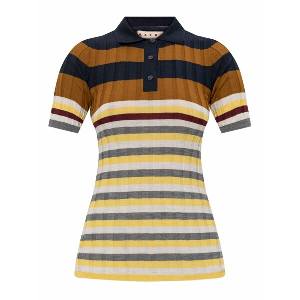 マルニ レディース スポーツシャツ トップス Striped polo top Brown