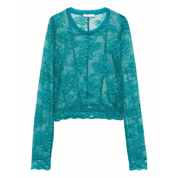 パトリツィア ペペ レディース シャツ トップス Lace scalloped-hem blouse Green|asty