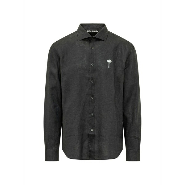 パーム・エンジェルス メンズ プルオーバー トップス Logo-embroidered shirt Black