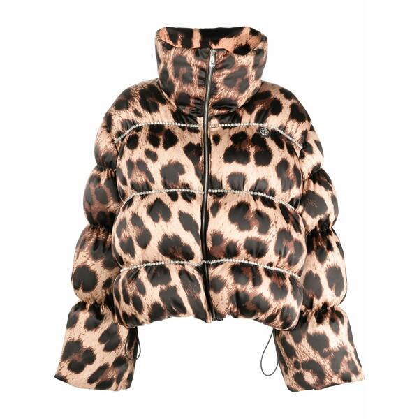 フィリップ飾り気の無い レディース 上衣＆上衣 アウター Leopard-print puffer jacket Neutrals