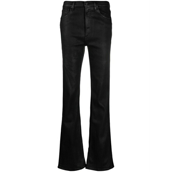 スリーバイワン レディース 心地好いズボン下 ボトムス Slim-cut coated trousers Black