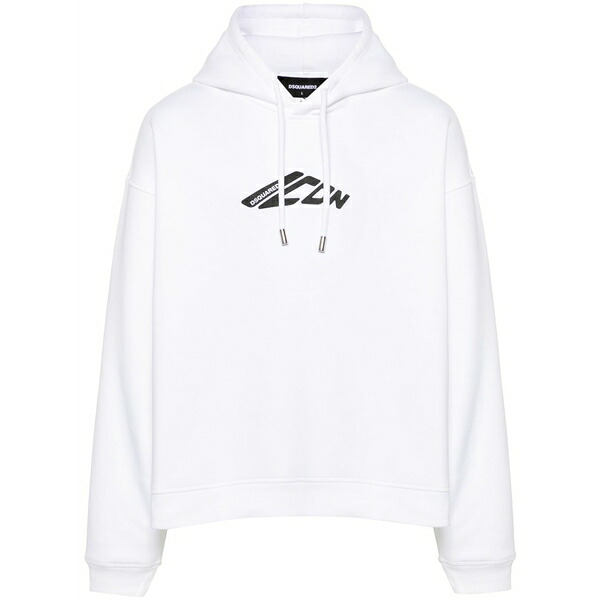 ディースクエアード メンズ パーカー・スウェットシャツ アウター Logo-print hoodie White