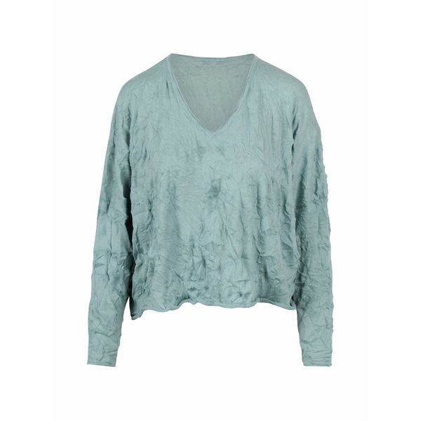 黒いこと 付け紙 レディース 編み物\u0026プルオーバー アウター Crinkled-effect v-neck sweater Green