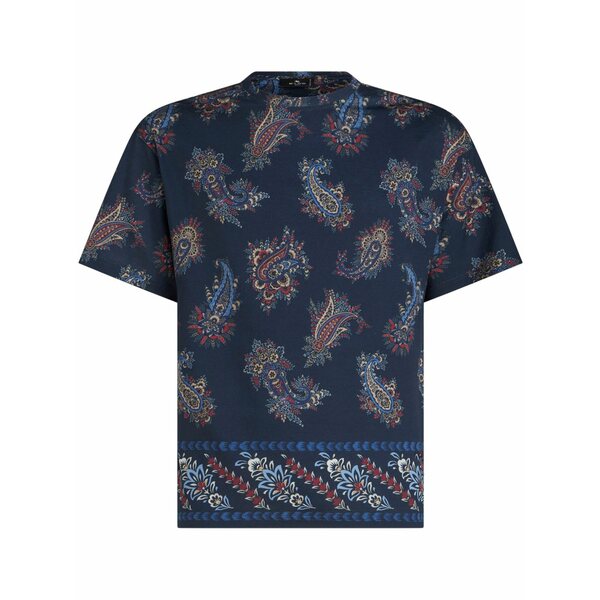 エトロ メンズ プルオーバー トップス Paisley-print cotton t-shirt Blue