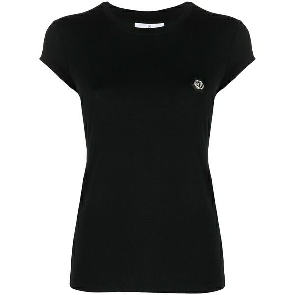 フィリップ飾り気の無い レディース プルオーバー トップス Logo-patch t-shirt Black
