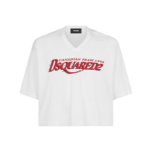 ディースクエアード メンズ プルオーバー トップス Logo-print v-neck t-shirt  White