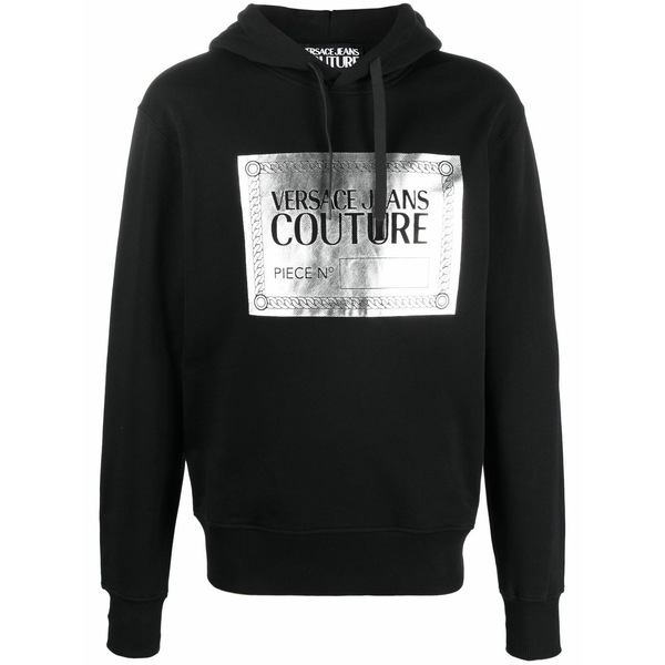 呼びりん探し回る メンズ パーカー・スウェットシャツ アウター Metallic logo-print cotton hoodie  Black