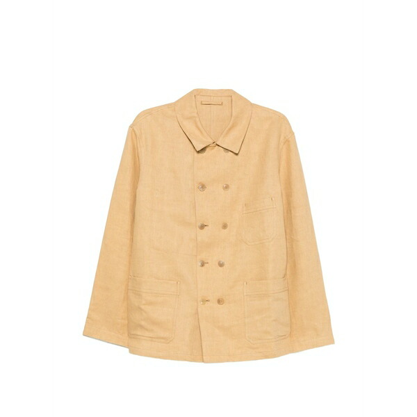 フォルテラ メンズ 上衣＆上衣 アウター Double-breasted linen jacket Brown