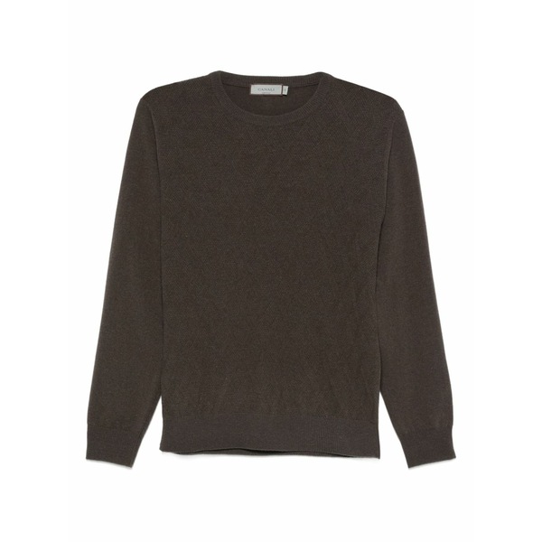 カナーリ メンズ 編み物\u0026スウェーター アウター Textured crew-neck sweater Brown