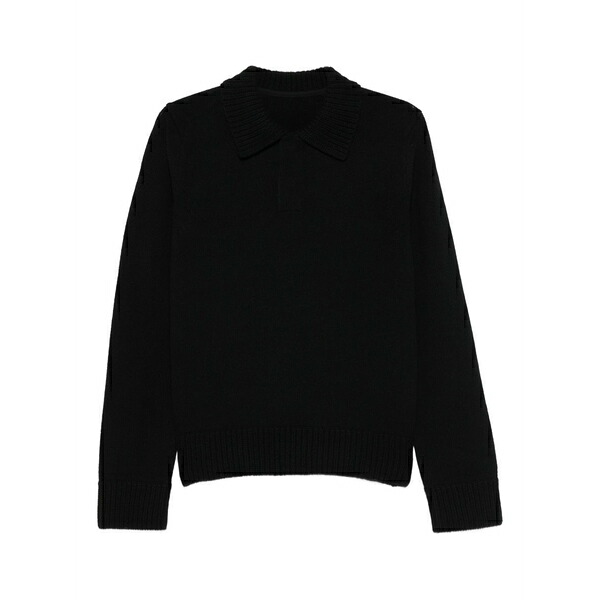 サカイ メンズ 編み物\u0026スウェーター アウター Polo-neck wool sweater Black