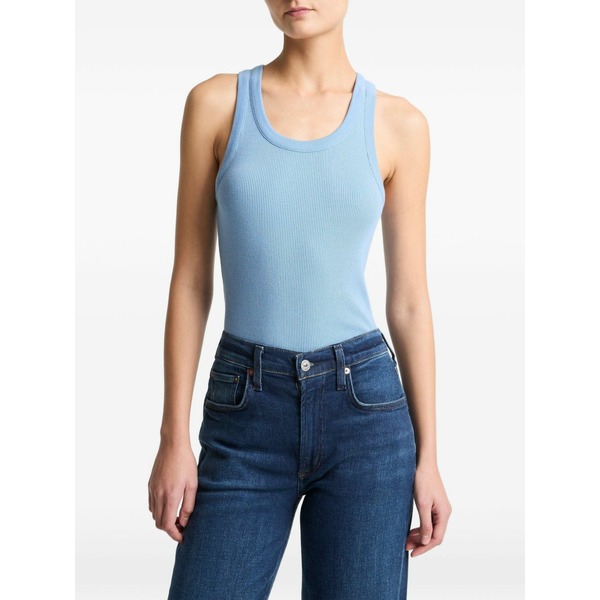 ヴィンス レディース カットソー トップス Ribbed scoop-neck tank top Blue