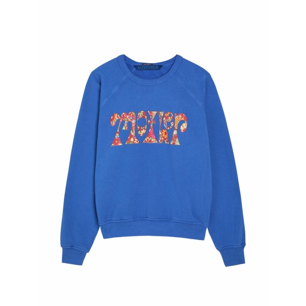 母ちゃん レディース 編み物\u0026プルオーバー アウター Floral-print raglan-sleeve sweatshirt Blue