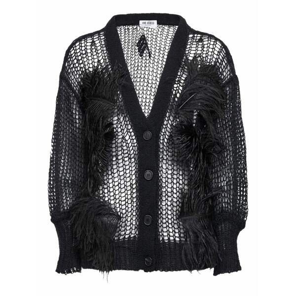 ジ アティコ レディース ジレー アウター Feather-embellishment v-neck cardigan Black