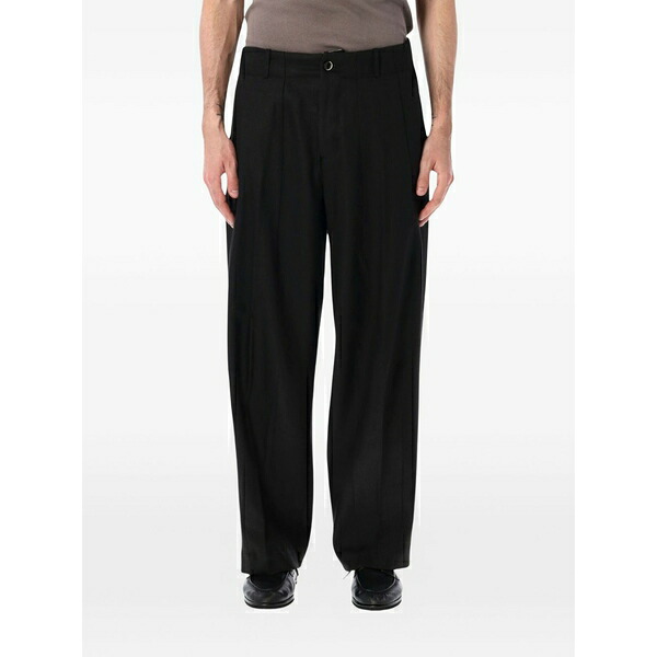野球クラブ はたご屋 ザ 燕尾服 メンズ 心地よいズボン下 ボトムス Damiano pleated trousers Black